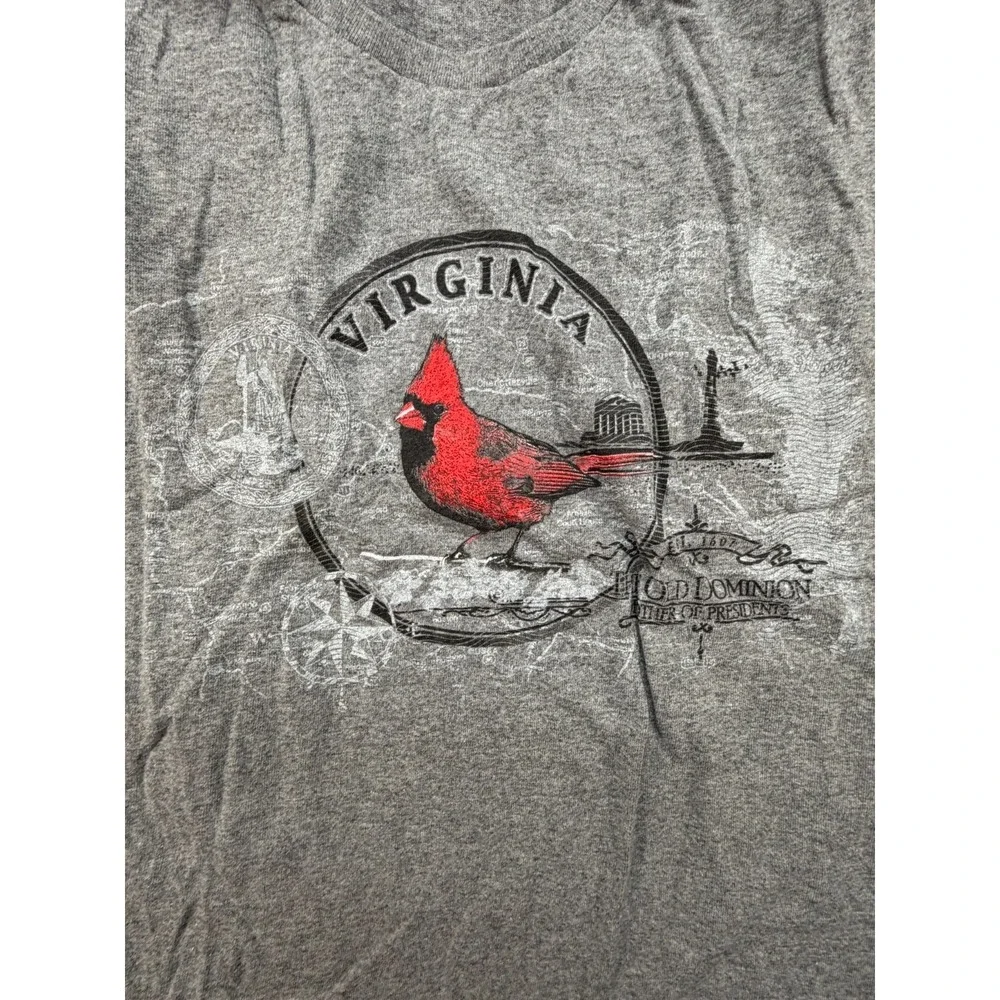 Virginia Old Dominion State T-Shirt Gray Cardinal Bird‎ Size XL